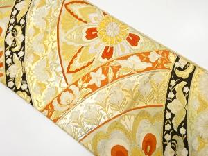 アンティーク　変わり青海波に花模様織り出し袋帯(材料)